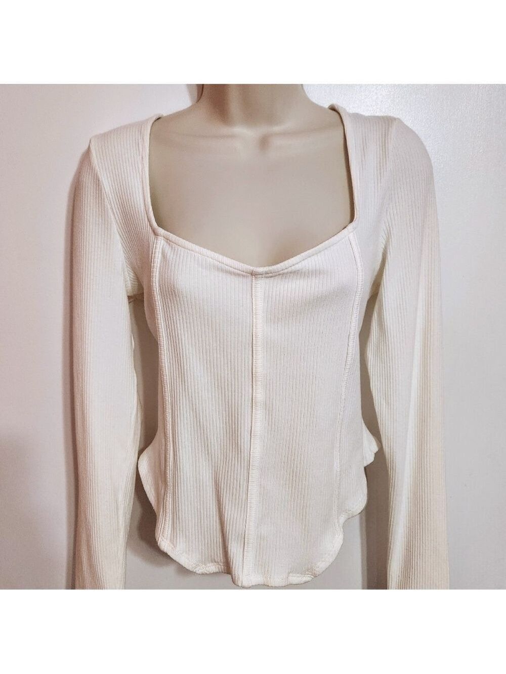 Just Polly Ivory Ribbed Knit Corset Top Extra Large - Picture 2 of 8
